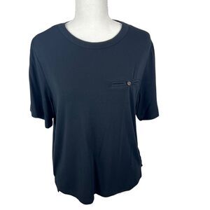 Crescent Shirt Women Medium Black Short Sleeve One Pocket Stretch Casual